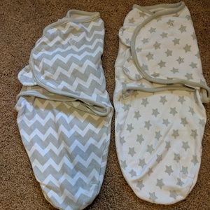 3 swaddles and miscellaneous baby items